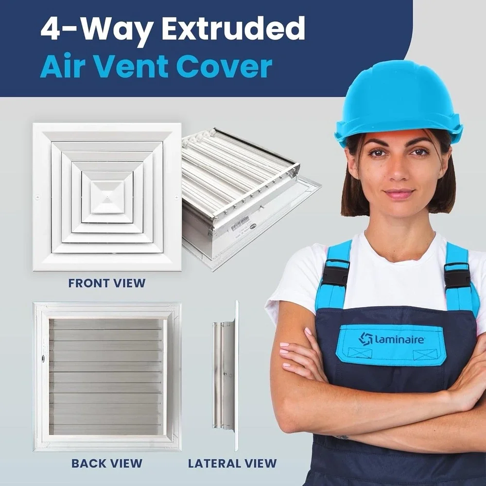 Laminaire 12x12 Air Vent Cover 4-Way Ceiling Register Fits 12x12 Duct Opening